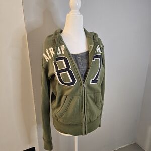 Y2K Aeropostale Aero Logo Green Zip Up Hoodie S/P
